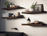 IKJZIZP Rustic Farmhouse Floating Shelves for Wall Decor Storage Wood Wooden Wall Shelves for Bedroom Bathroom Kitchen Living Room - Brown Set of 4 IKJZIZP