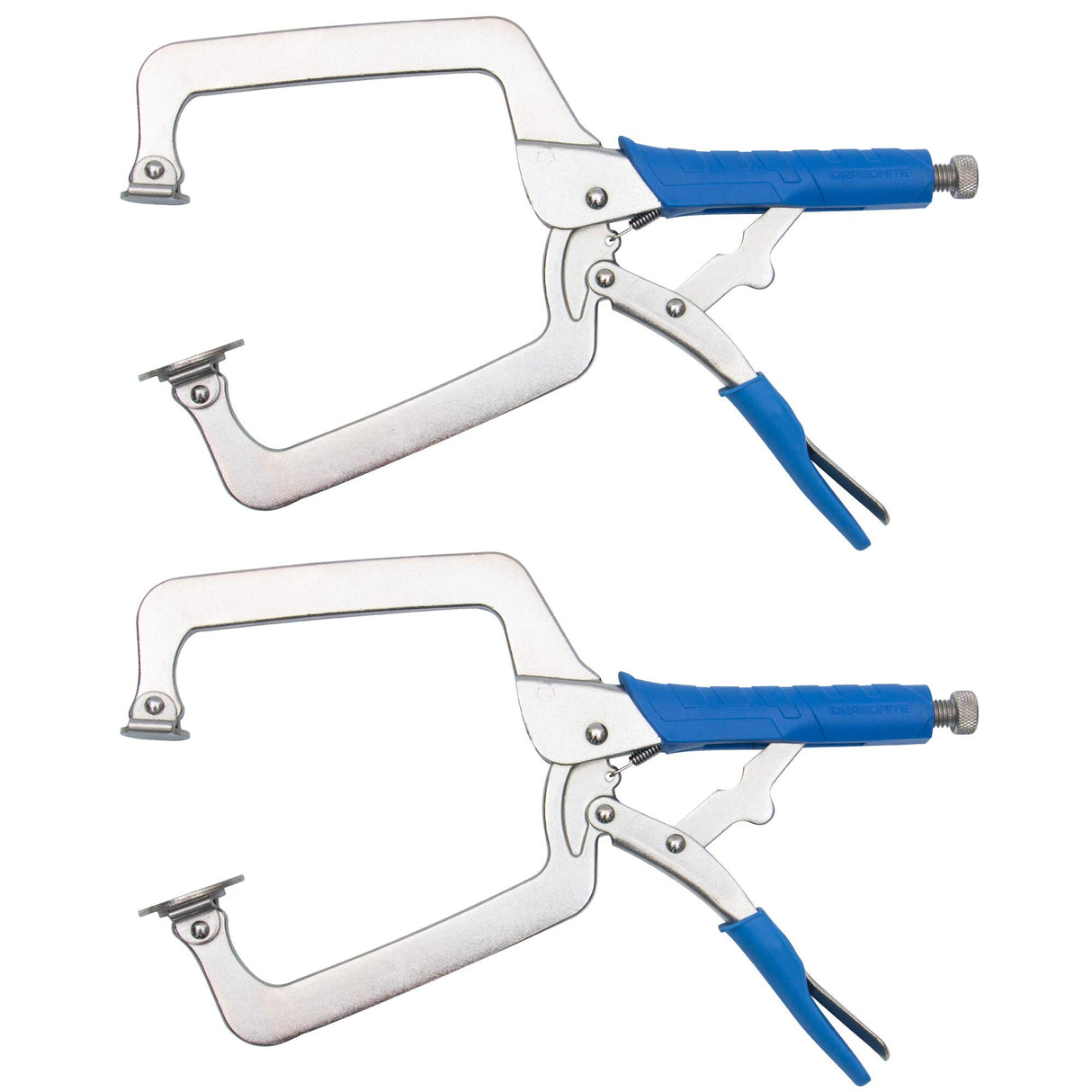 DRAGONITE Heavy Duty C Clamp, Vise Grip Locking Pliers With Swivel Pads, 15 Inch Face Clamp for Woodworking, Welding and Pocket Hole Joinery, 2 Piece DRAGONITE