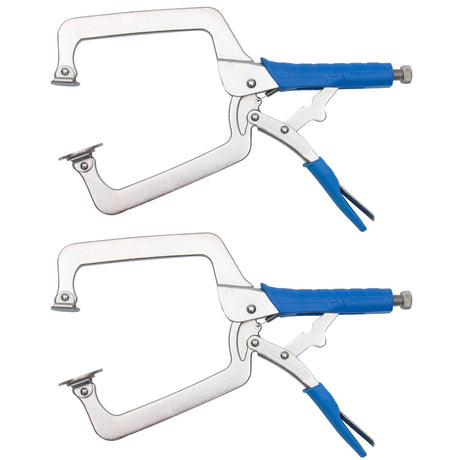 DRAGONITE Heavy Duty C Clamp, Vise Grip Locking Pliers With Swivel Pads, 15 Inch Face Clamp for Woodworking, Welding and Pocket Hole Joinery, 2 Piece DRAGONITE