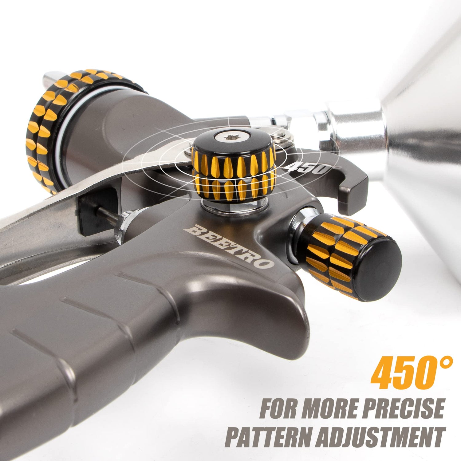 BEETRO HVLP Touch Up Mini Air Spray Gun for Clearcoats 1.0mm Stainless Steel Nozzle 150ml Capacity 7.0CFM 22psi with Type 2 Adapter Air Control Valve BEETRO