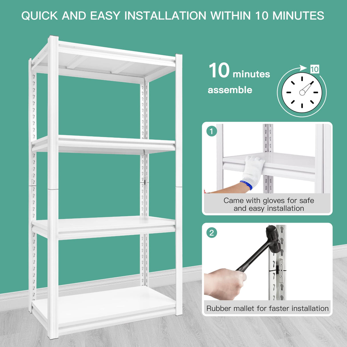 Raybee Storage Shelves Heavy Duty Garage Shelving Adjustable Metal Shelving Units and Storage Shelf 4 Tier Storage Pantry shelves for Closet kitchen Raybee