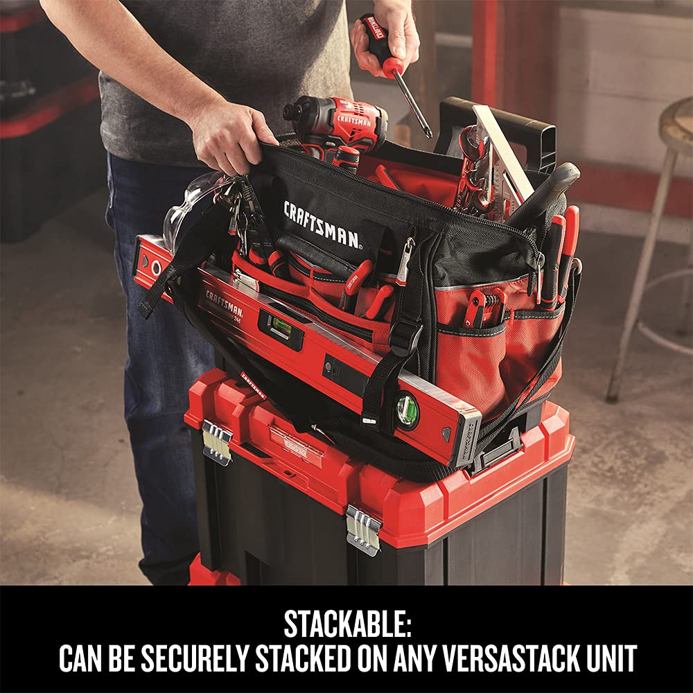 CRAFTSMAN VERSASTACK Zippered Tool Bag, 31 Pocket Organizer, Heavy Duty Tool Tote (CMST17622) Craftsman