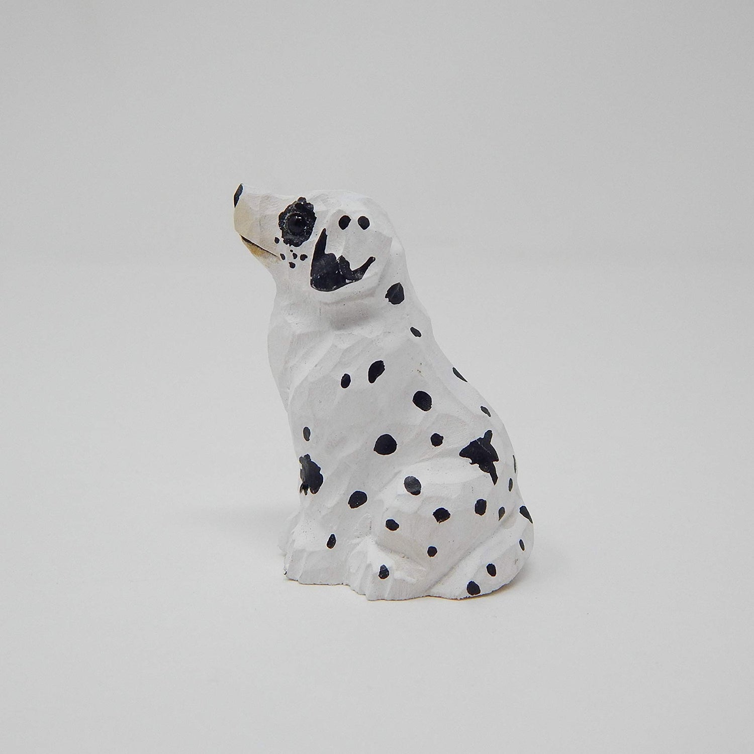 Selsela Dalmation Spotted Dog Puppy Figurine Statue Miniature Small Wood Carving Home Decor Small Animals Pet Selsela