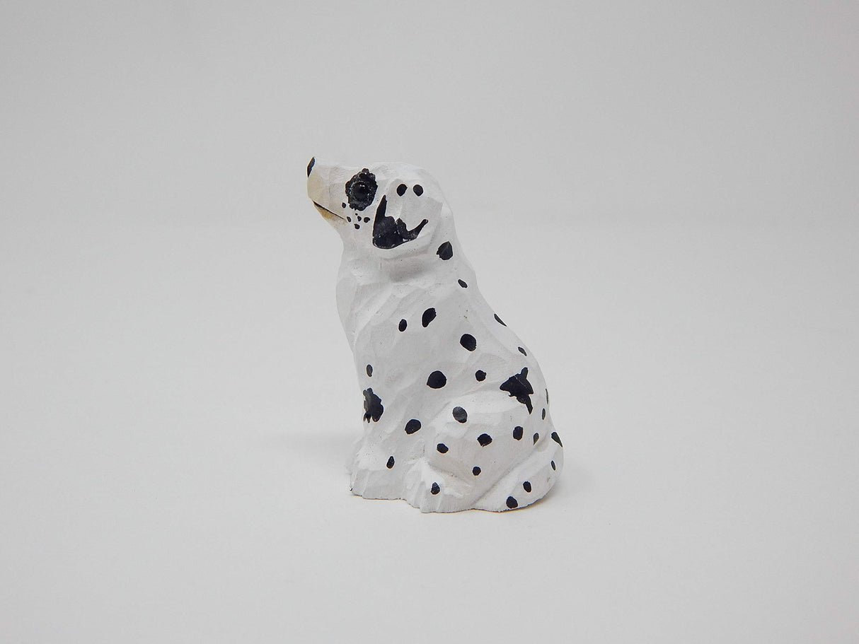 Selsela Dalmation Spotted Dog Puppy Figurine Statue Miniature Small Wood Carving Home Decor Small Animals Pet Selsela
