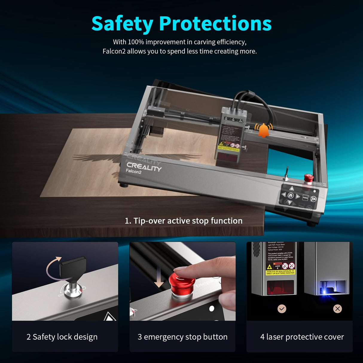 Official Creality Falcon 2 Laser Engraver, 22W Output Laser Cutter DIY Laser Engraving Machine, 25000mm/min Speed Integrated Air Assist Pre-Assembled Creality