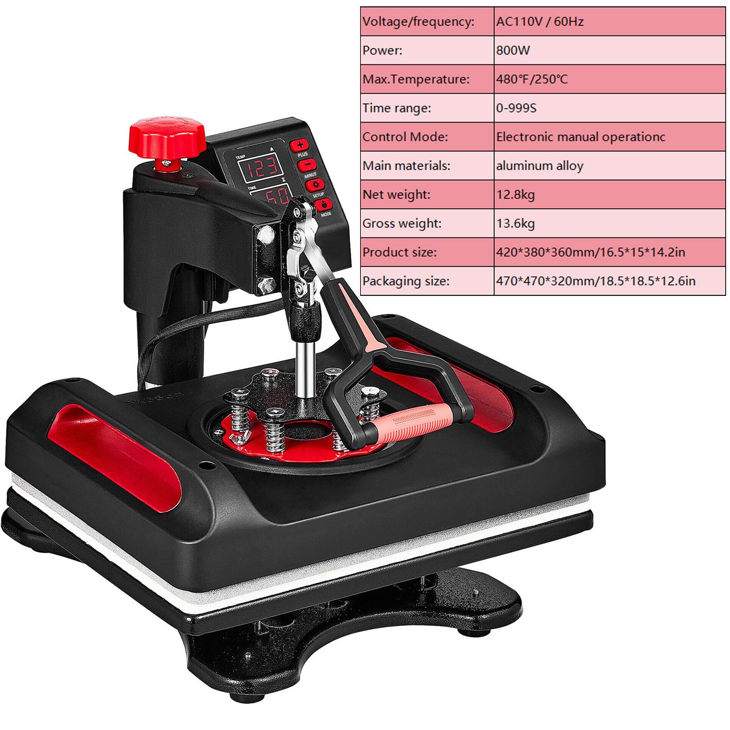 Heat Press,12x15 in, Assemble Sublimation Transfer, 360 Swing Away Digital Sublimation, Fast Heating, with Anti-Scald Surface, for T-Shirts, Bags, - WoodArtSupply