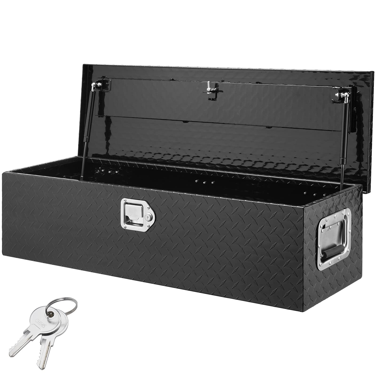 VEVOR Heavy Duty Aluminum Truck Bed Tool Box, Diamond Plate Tool Box with Side Handle and Lock Keys, Storage Tool Box Chest Box Organizer for Pickup, - WoodArtSupply