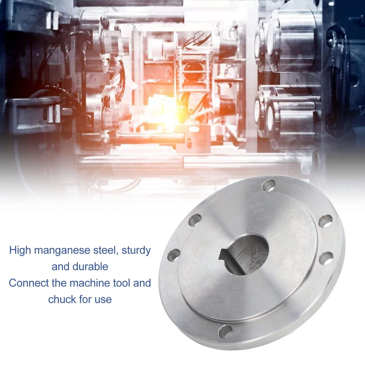 Lathe Flange, 6 Mounting Holes 125mm Chuck Connection Flange, High Manganese Steel Chuck Flange for K11-125 K12-125 K72-125 Back Plate for Self Focket