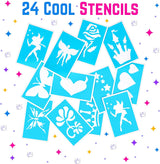 GirlZone Temporary Glitter Tattoos Kit for Girls, 33 Fun Pieces in 1 Sparkly Glitter Tattoos for Kids Kit, Easy to Apply and Remove Glitter Tattoo GirlZone