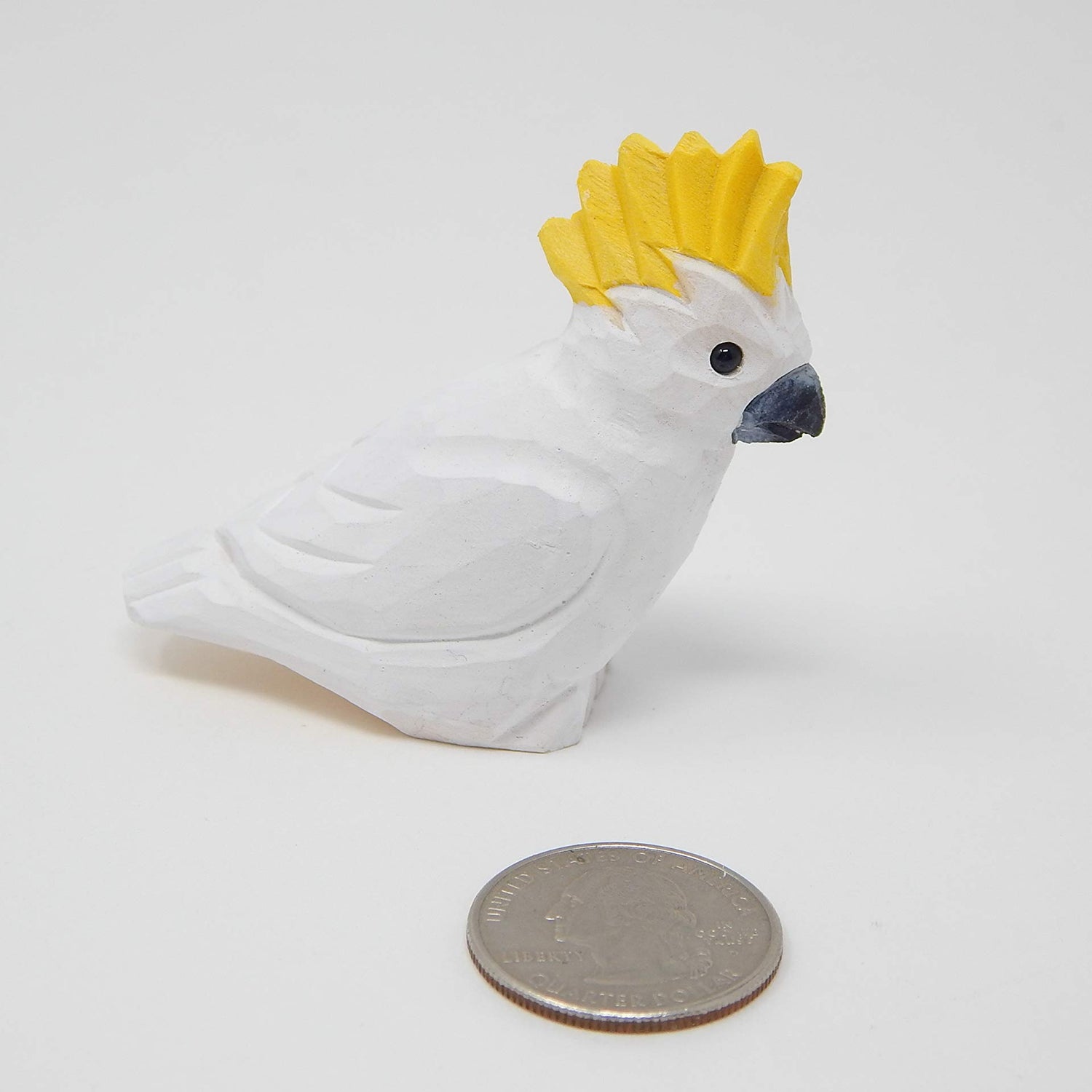 Selsela Cockatoo Figurine Decoration Parrot Tropical Pet Miniature Wooden Bird Art Statue Craft Carved Small Animal Collectible Selsela