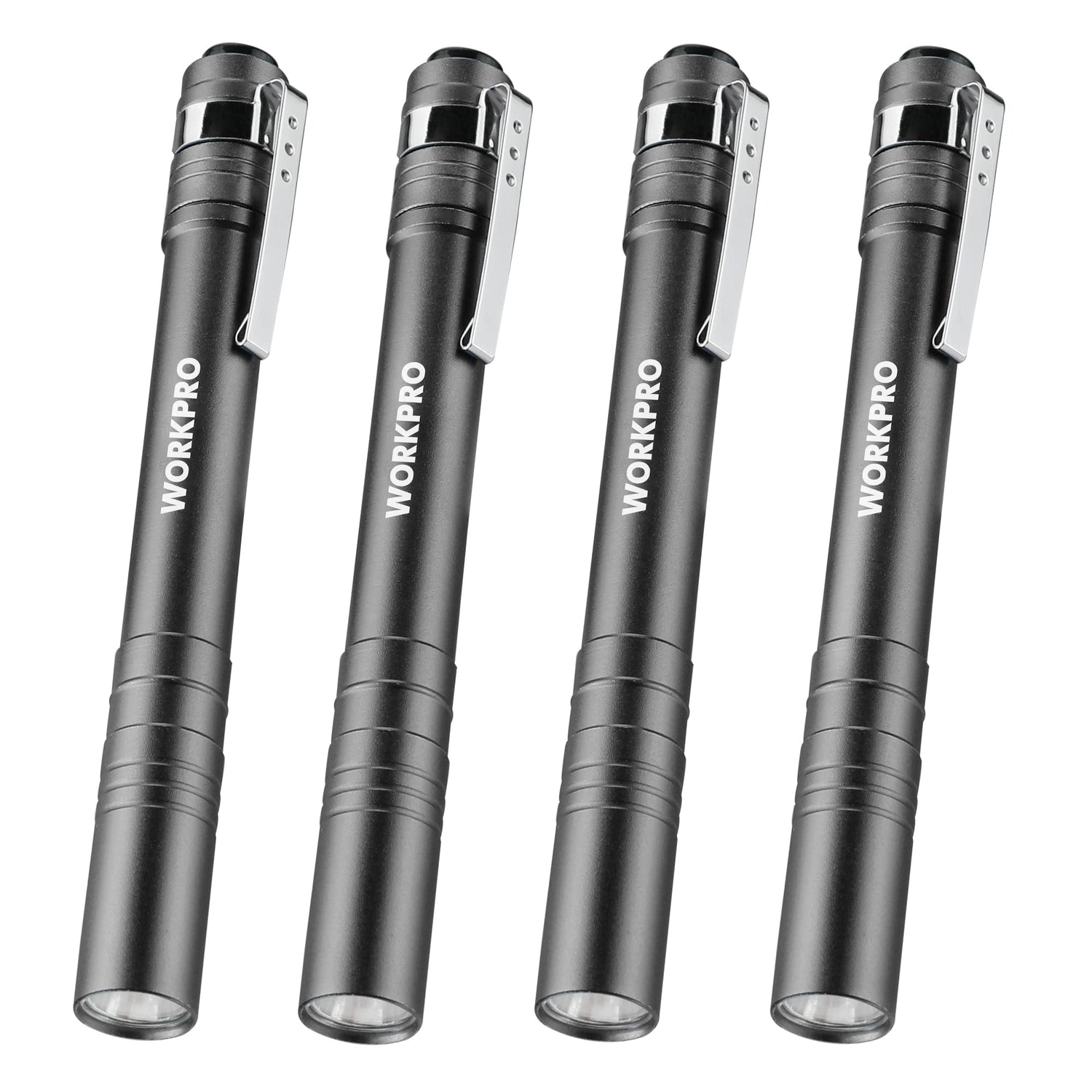 WORKPRO LED Pen Light, Aluminum Pen Flashlights, Pocket Flashlight with Clip for Inspection, Emergency, Everyday, 8AAA Batteries Include, WORKPRO