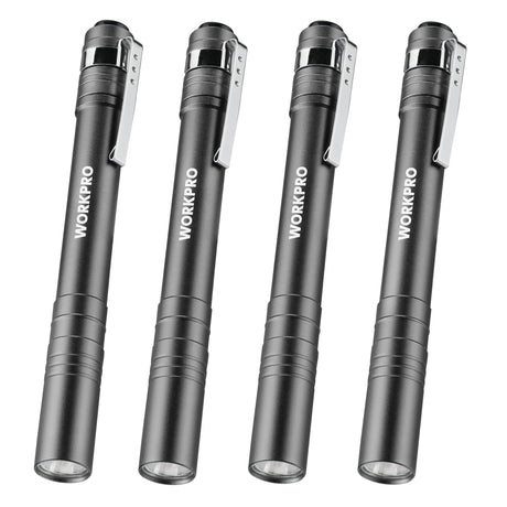 WORKPRO LED Pen Light, Aluminum Pen Flashlights, Pocket Flashlight with Clip for Inspection, Emergency, Everyday, 8AAA Batteries Include, WORKPRO