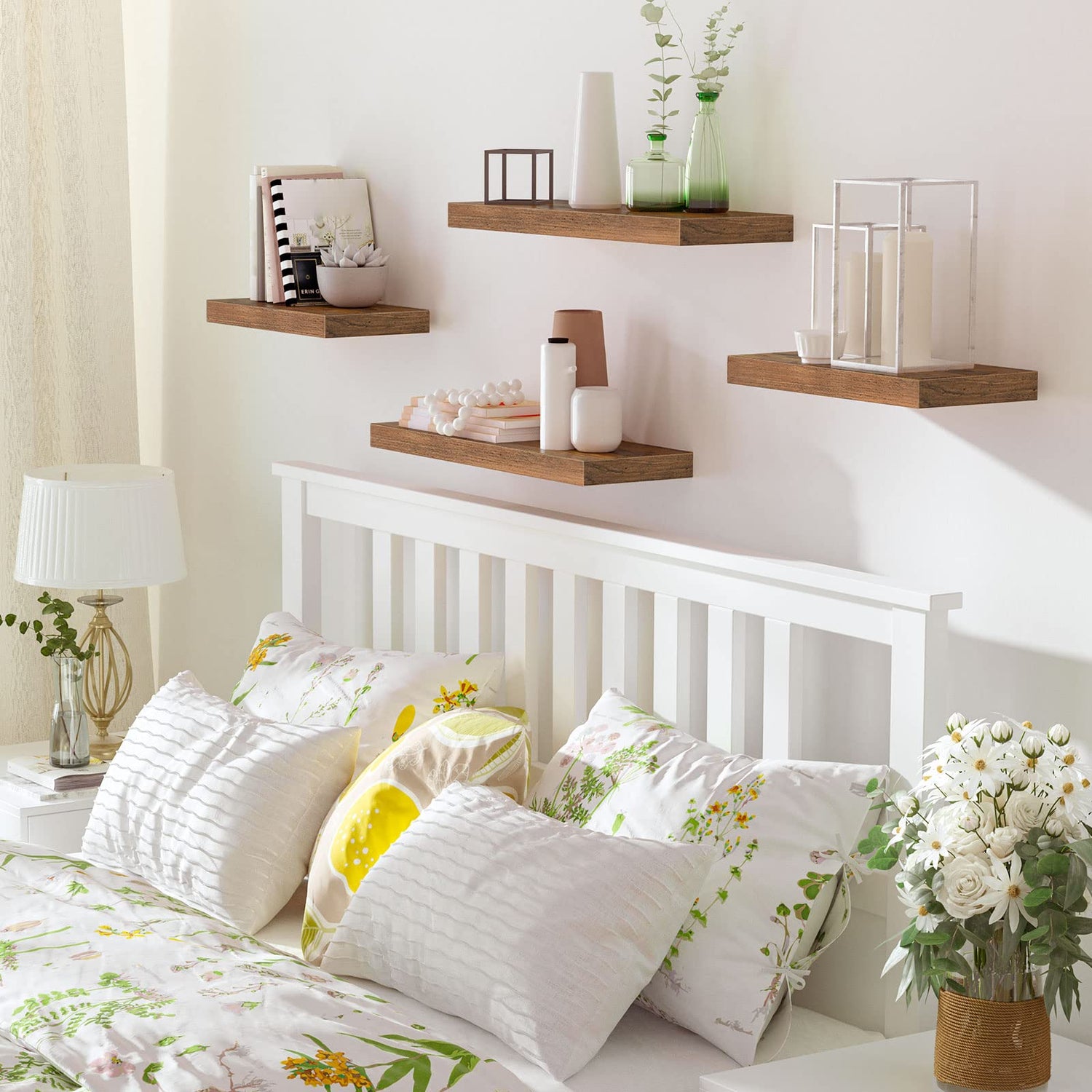 HOOBRO Floating Shelves, Wall Shelf Set of 2, 15.7 Inch Hanging Shelf with Invisible Brackets, for Wall, Bathroom, Bedroom, Toilet, Kitchen, Office, HOOBRO