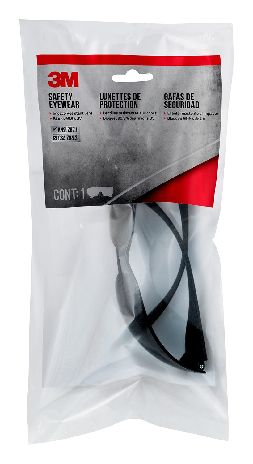 3M Safety Outdoor Safety Eyewear, Black Frame, Gray Scratch-Resistant Lenses (4-Pack) 3M