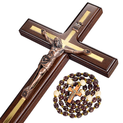 Asterom Crucifix Wall Cross - Handmade Wood Cross Wall Decor - Catholic Crucifix - 12 Inch - WoodArtSupply