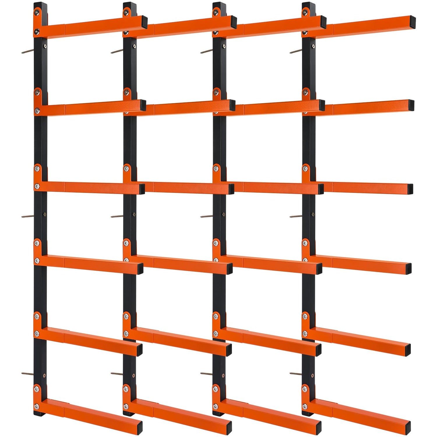 Yaocom 4 Pack Metal Lumber Storage Rack 6 Level Wall Mount Wood Organizer Heavy Duty Wood Rack with Serviceable Sheet Screws, Each Shelf Holds up 150 Yaocom