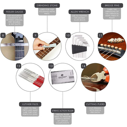 Guitar Repair Kit Set, 72 Piece Professional Guitar Repair Kit Including Guitar Strings, Plectrums, Bridge, Guitar Code For Acoustic Electric Guitar - WoodArtSupply