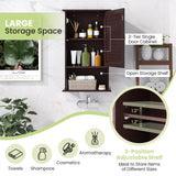 Tangkula Medicine Cabinet, Wall Mounted Bathroom Cabinet Single Door Wooden Bathroom Wall Cabinet with Adjustable Shelf (Brown) Tangkula