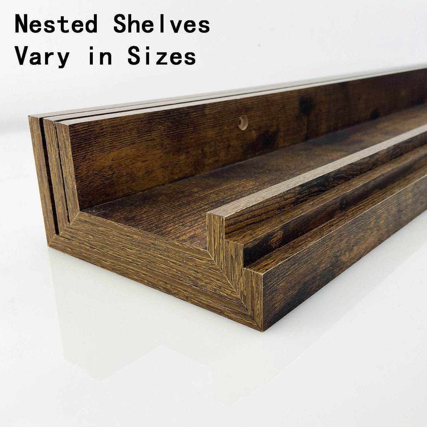 Giftgarden 16 Inch Floating Shelves for Wall Set of 3, Rustic Wall Mounted Picture Ledge Wooden Wall Shelf for Living Room Bedroom Kitchen Bathroom, Giftgarden