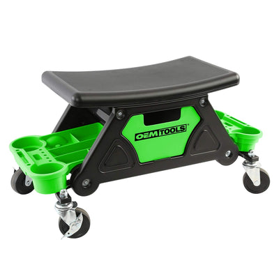 OEMTOOLS 24986 Heavy-Duty Rolling Workbench and Creeper Seat, Mechanics Stool with Wheels, Creepers, Shop Stools With Wheels, Automotive, Green and