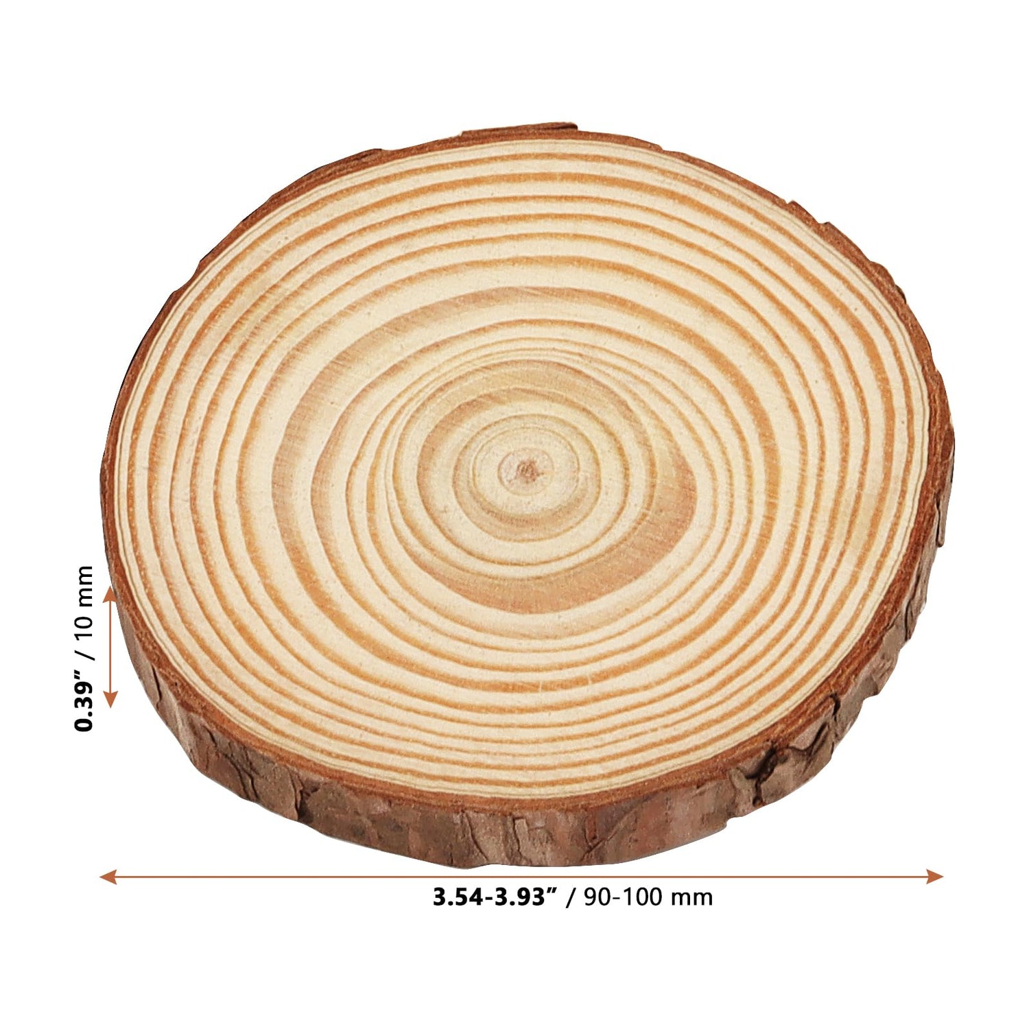 LEXININ 50 PCS Natural Wood Slices, 3.5-3.9 Inch Unfinished Wooden Log Slices, Tree Bark Wood Discs for Craft DIY Ornaments LEXININ