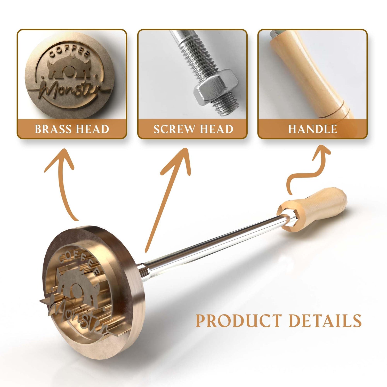 Custom Metal Branding Iron for Wood, Food & Leather - Personalised Stamp Kit for Logo, Name & Designs TESFANS