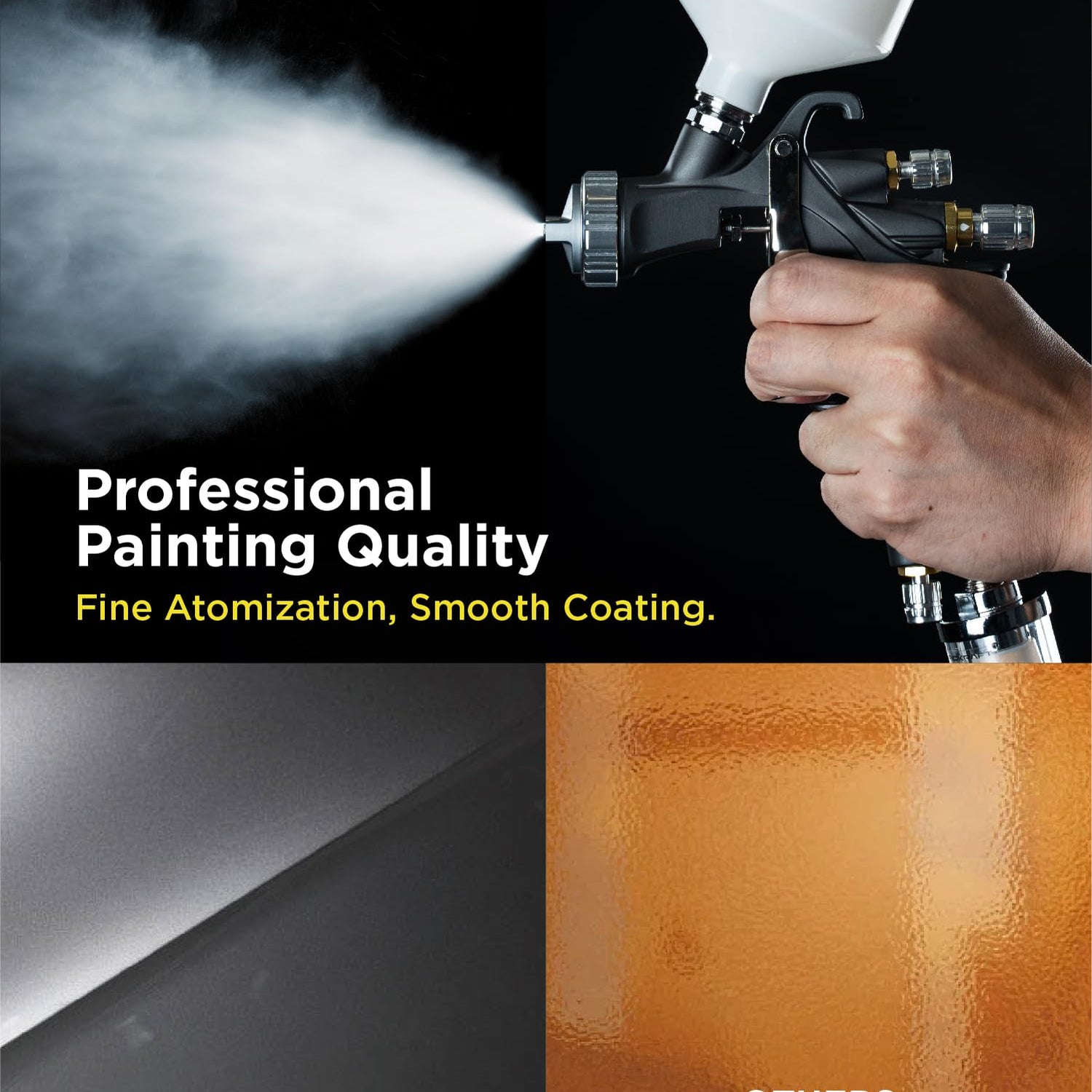 InoKraft D1 LVLP Air Spray Gun Premium Kit, Easy to Use, Paint Gun for Cars & House DIY Painting, 1.3/1.5/1.7mm Nozzles, with Paint Sprayer InoKraft