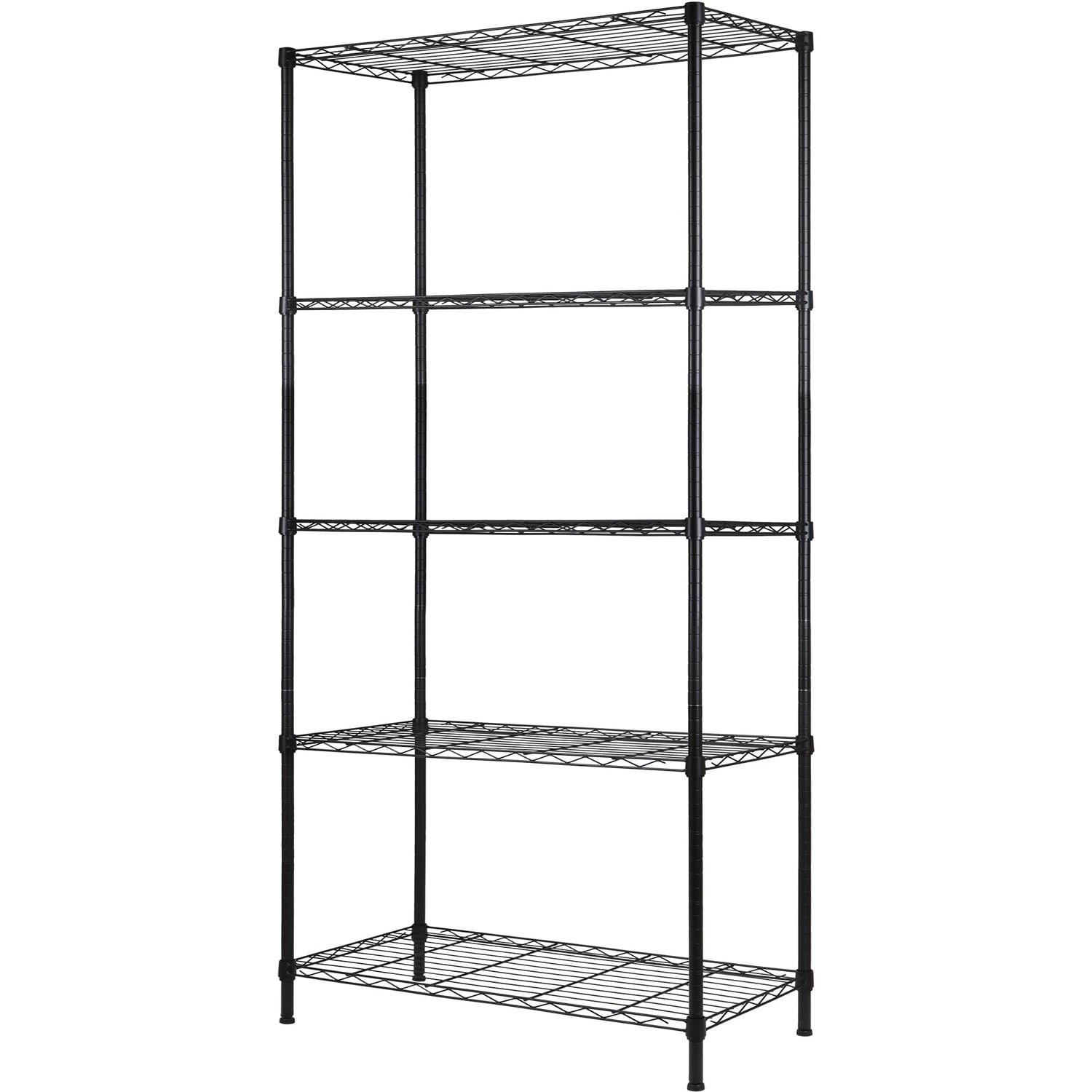 REGILLER 5-Wire Shelving Metal Storage Rack Adjustable Shelves,Standing Storage Shelf Units for Laundry Bathroom Kitchen Pantry Closet (Black,30L x REGILLER