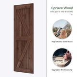 ROYMELO 36x84 inch Sliding Barn Wood Door Slab with 6.6ft Hardware Kit and Handle, Coffee, K Shape, Simple DIY Assembly ROYMELO