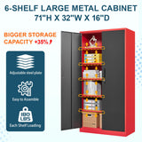 MIIIKO Metal Storage Cabinet with Locking Doors, Tall Steel Cabinets with 5 Shelves, Garage Storage Locker Cabinet for Pantry Workshops and Office MIIIKO