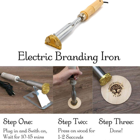 Arokimi Electric Branding Iron with Brass Head and Wood Handle for Custom Cake Logos and Woodworking Crafts Arokimi