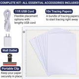 LED Tracing Light Box, Ultra Thin Light Pad with Adjustable Brightness. Comes with USB Cable, Adapter, Tracing Paper, Clip. Light Table Drawing Pad, Dasher Products