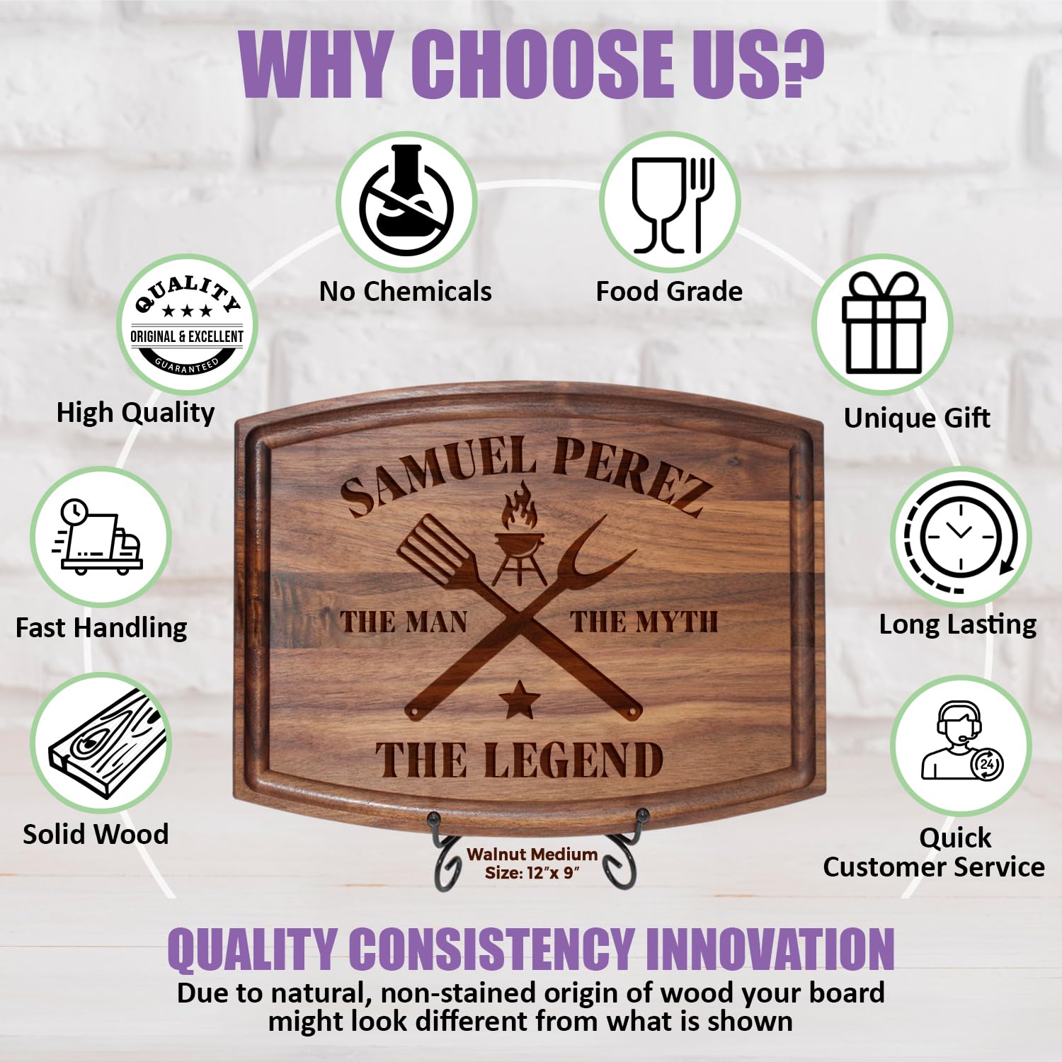 Tayfus Personalized Cutting Boards for Men - Customized Wood Meat Boards for Grill Masters - Unique Custom Gift Ideas for Father's Day, Christmas, Tayfus