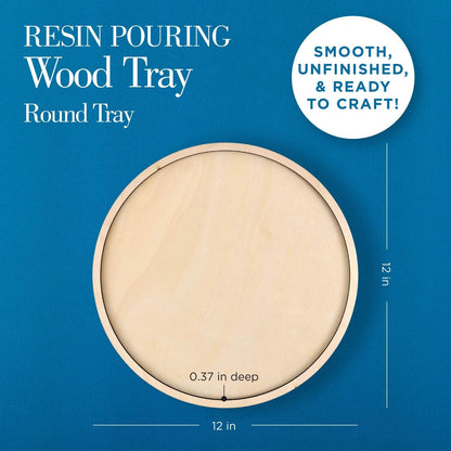 Mod Podge, Round Wood Tray, 12" Pouring Surface for Epoxy, DIY Supplies for Resin Arts and Crafts Projects, 25488