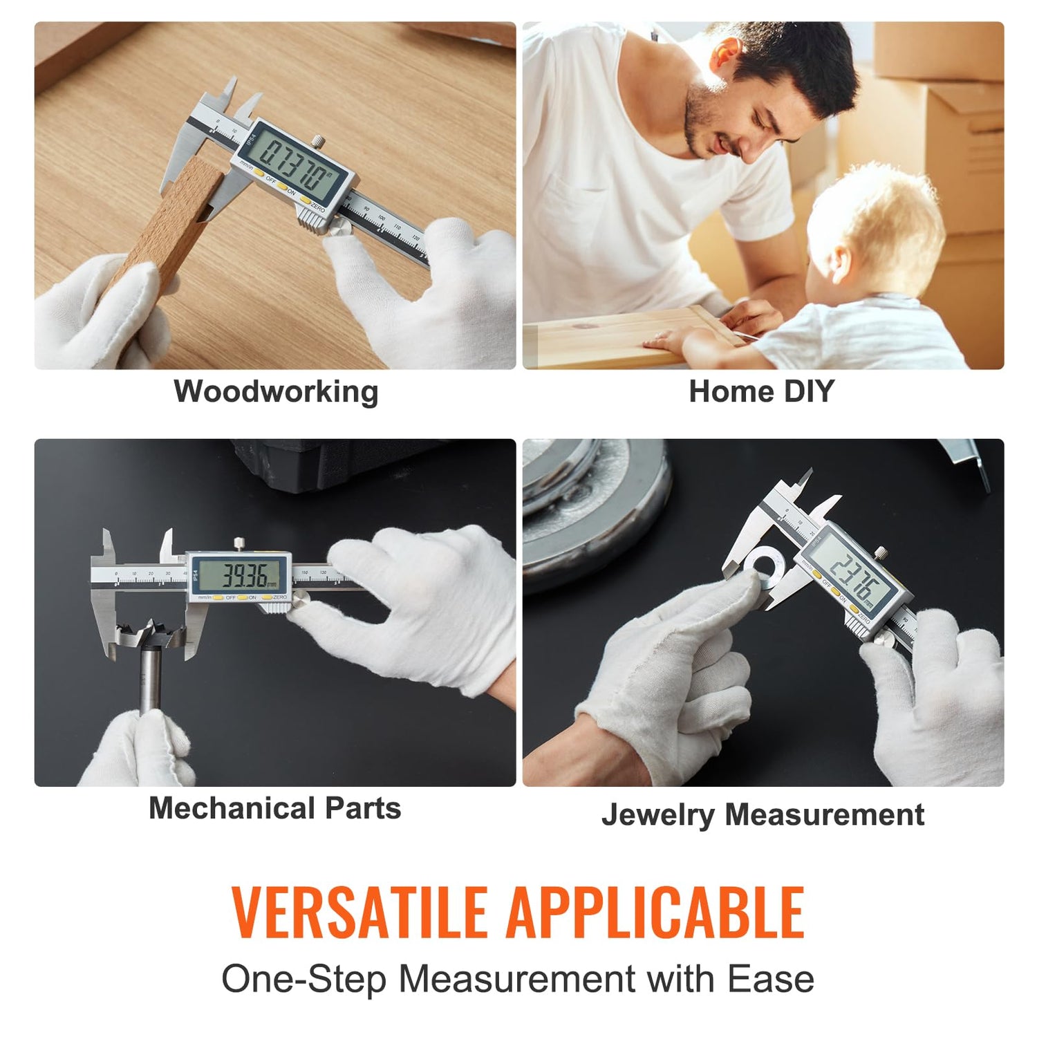 VEVOR Digital Caliper, Calipers Measuring Tool 0-6", Electronic Micrometer Caliper with Large LCD Screen, IP54 Waterproof & 4 Measurement Modes, Inch VEVOR