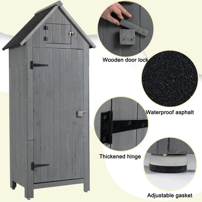 Outdoor Storage Cabinet, Garden Wood Tool Shed, Outside Wooden Shed Closet with Shelves and Latch for Yard, Patio, Deck and Porch,30.3”L X 21.3”W X - WoodArtSupply