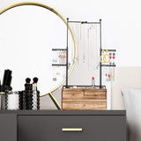 Jewelry Organizer - 2 Layer Wooden Jewelry Drawer Storage Box with 6 Tier Jewelry Tree Stand, Jewelry Display for Necklaces Bracelet Earring Ring Olakee