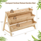 Giantex Raised Garden Bed, Vertical Planter with Storage Shelf, 3 Tier Elevated Planter Box with Side Hooks, Indoor Outdoor Wood Garden Bed for Giantex