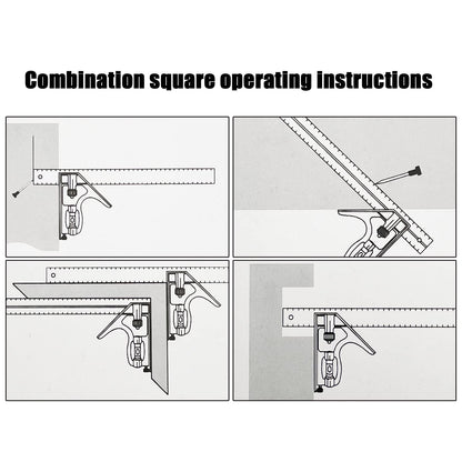 LYFJXX 12" Combination Square, 45-90 Degree Marking, Carpentry Woodworking Measure Tools, Combination Square Set, Metal Ruler Framing Square T Ruler