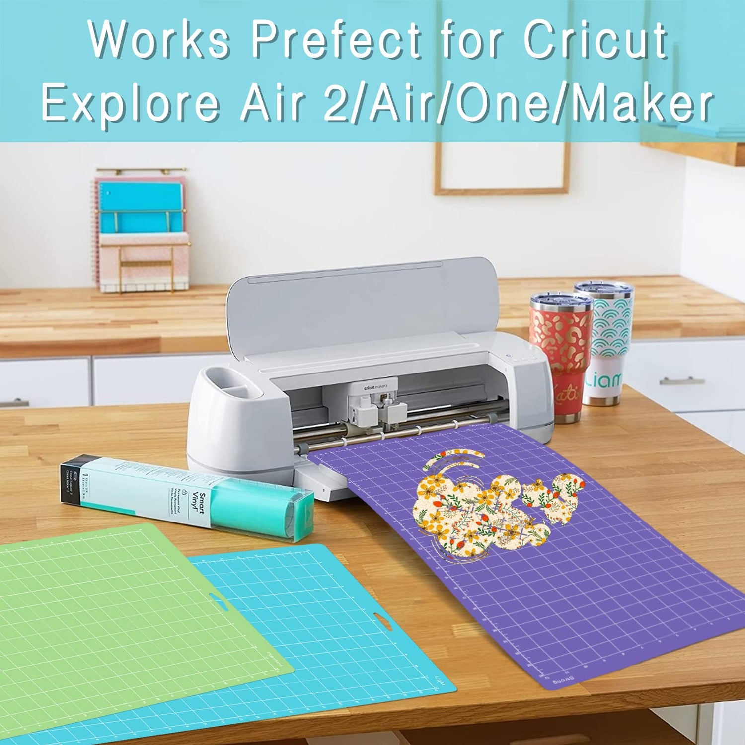 Gwybkq Cutting Mat for Cricut Explore One/Air/Air 2/Maker 5 Pack 12x24 (Standard,Light,Strong) Adhesive Sticky Grip Non-Slip Durable Variety Cutting Gwybkq