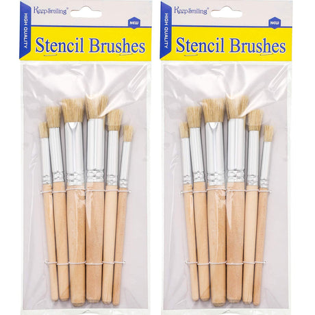 Wooden Stencil Brushes Natural Stencil Bristle Brushes Dome Art Painting Brushes Wood Paint Template Brush for Acrylic Oil Watercolor Art Painting Patelai