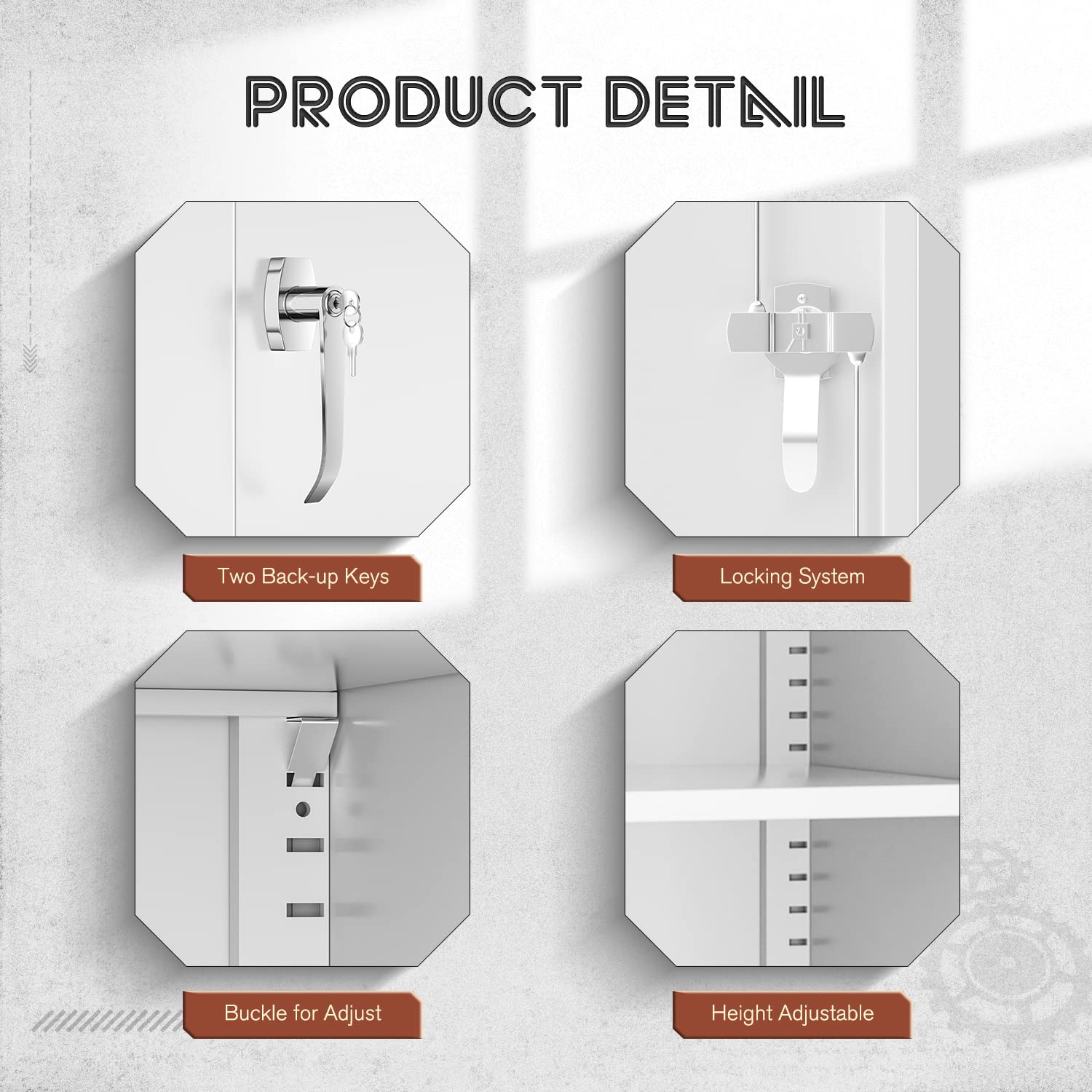 Superday Locking Metal Cabinet 72"×36"×18", Tall Storage Cabinet with 2 Doors and 4 Shelves, Large Metal Steel Utility Cabinet for Office File Superday