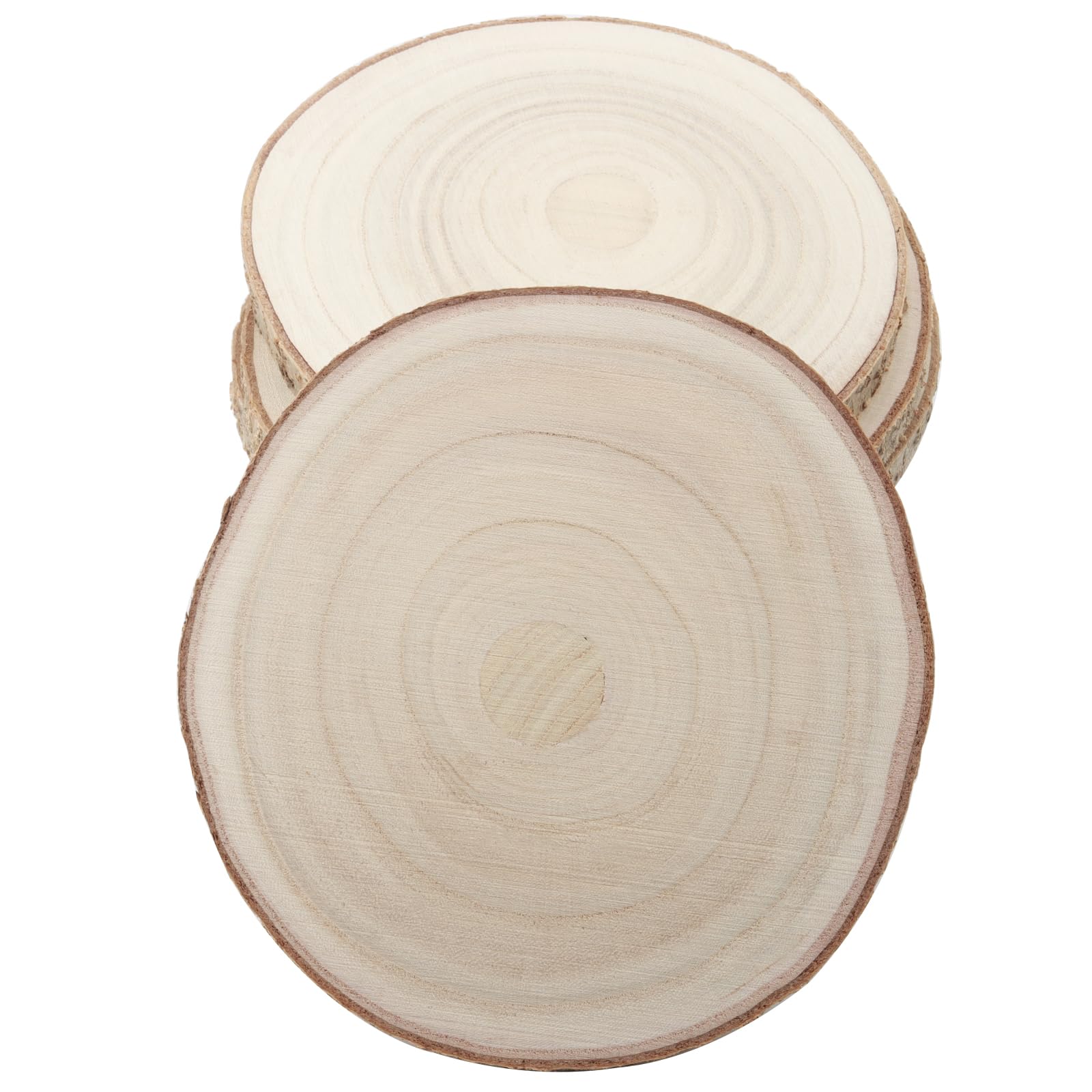 KINJOEK 6PCS 9-10 Inch Large Natural Wood Slices with Bark, Unfinished Wooden Table Coasters Circles, Blank Round Wood Ornaments Slices Bulk for - WoodArtSupply