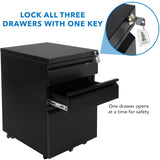 Mount-It! Mobile File Cabinet with 3 Drawers | Under Desk Rolling Storage with Lock for Supplies, Files, and Materials, Mobile Space Saving for Home Mount-It!