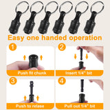 AMZBUY Screwdriver Bits Holder Tool Set - 6Pcs Hex Keychain with Magnetic Tip, Nut Adapter and Belt Clip, Quick Change Release for Power and Hand AMZBUY