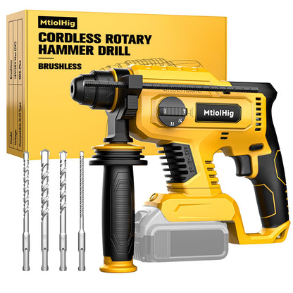 Rotary Hammer Drill for Dewalt 20V MAX Battery, Brushless Cordless with Safety Clutch for Concrete/Masonry, 2.5 Joules, 1500 RPM, 4 Application Modes