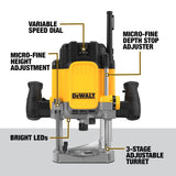 DEWALT Plunge Router 15 AMP, Includes Spindle Lock Button, 1/4” and 1/2” Collets, Built-In LED Light, Corded (DWE625) ,Yellow DEWALT
