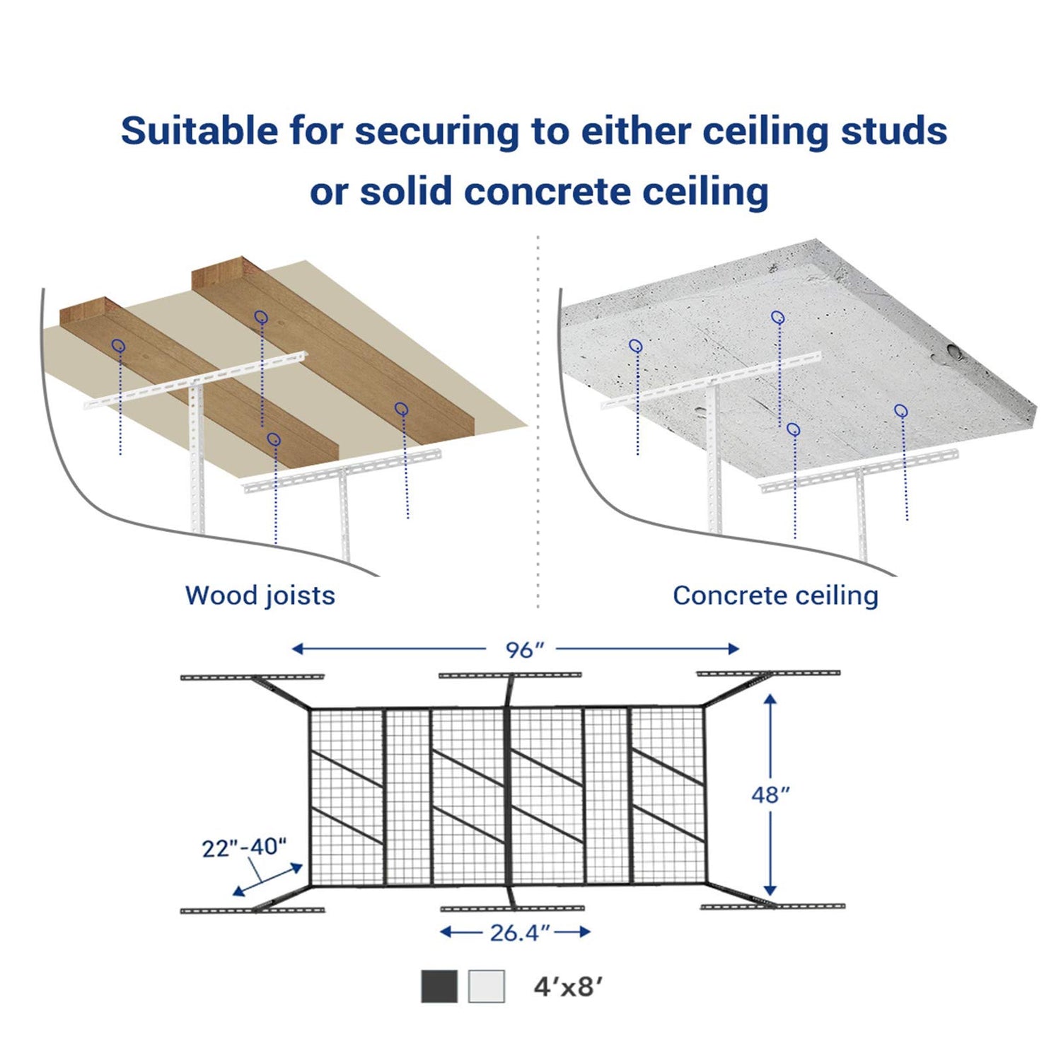 FLEXIMOUNTS Pro 4x8 Overhead Garage Storage Rack,Adjustable Garage Storage Organization Systerm,Heavy Duty Metal Garage Ceiling Storage Racks,800lbs FLEXIMOUNTS