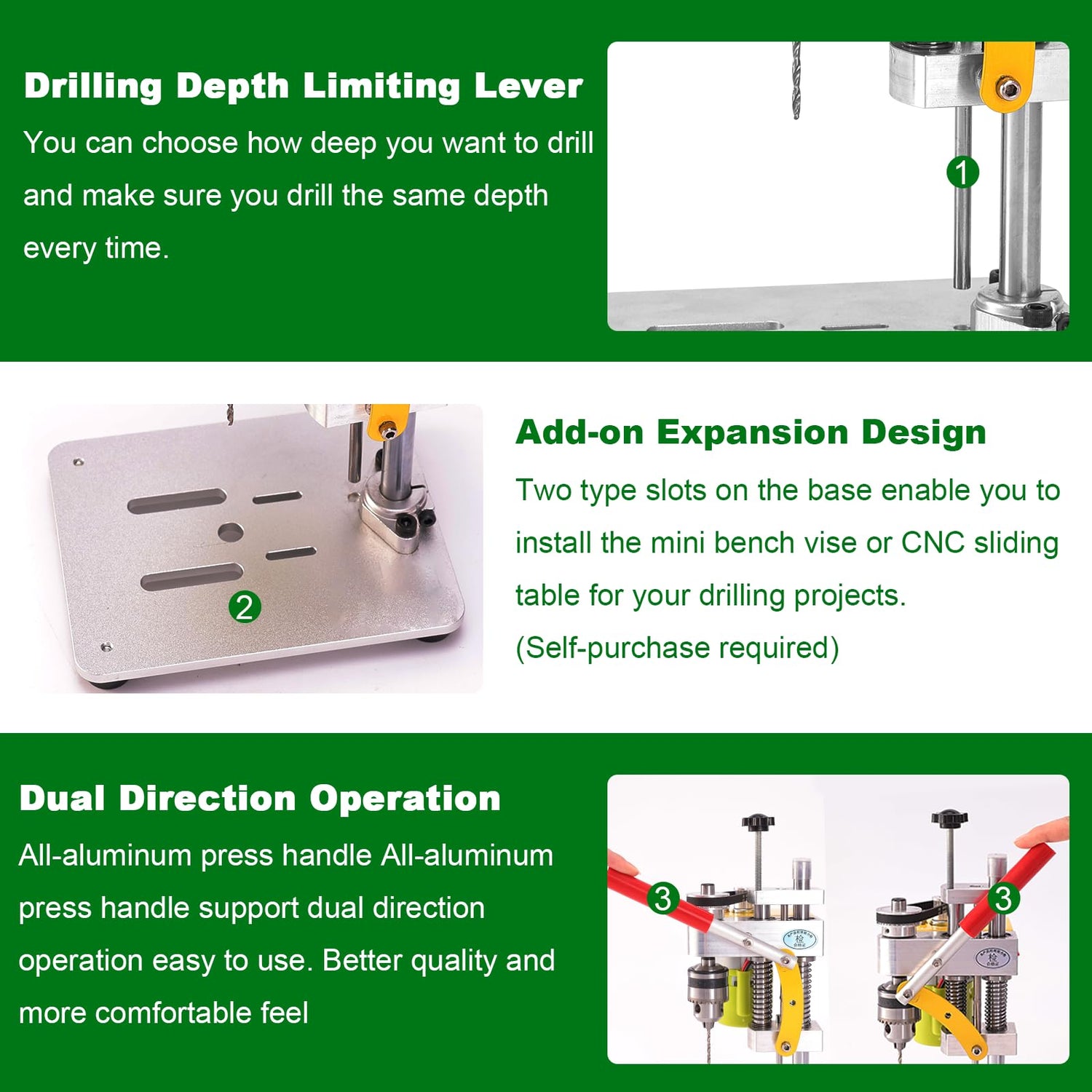 Mini Bench Drill Press, LAKIX Small Benchtop Drill Press High Precison, Low Noise, Compact Size Desktop Drilling Machine, 7-Speed B10 Chuck for LAKIX