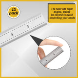 Ctosree 12 Pcs Engineer Metric Ruler with Inch Graduations 1/8, 1/16, 1/32, 1/64'' Machinist Ruler Millimeter Ruler Woodworking Ruler Stainless Steel Ctosree